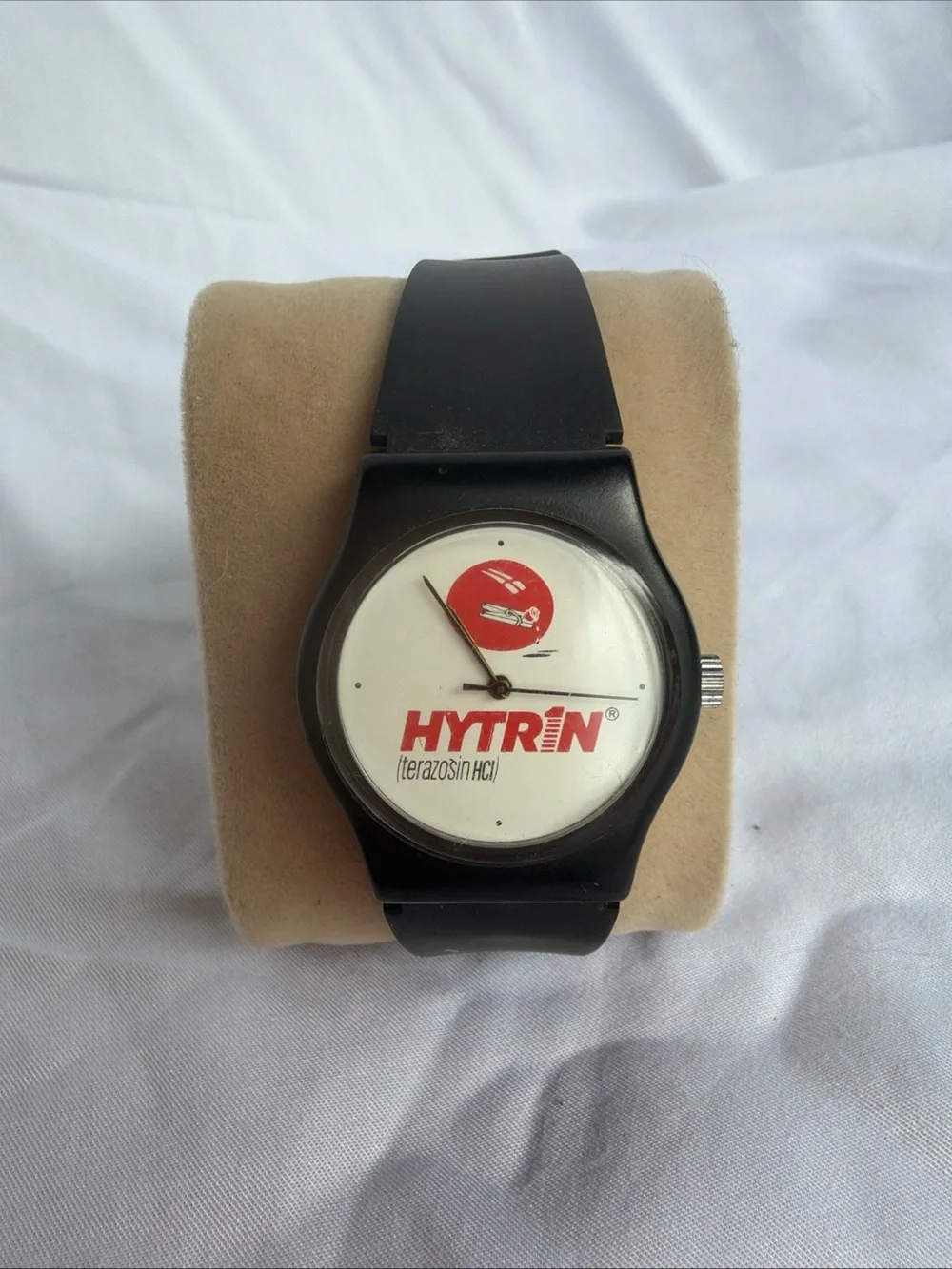 Branded Black Watch with White Dial and Red Logo Does Not Work